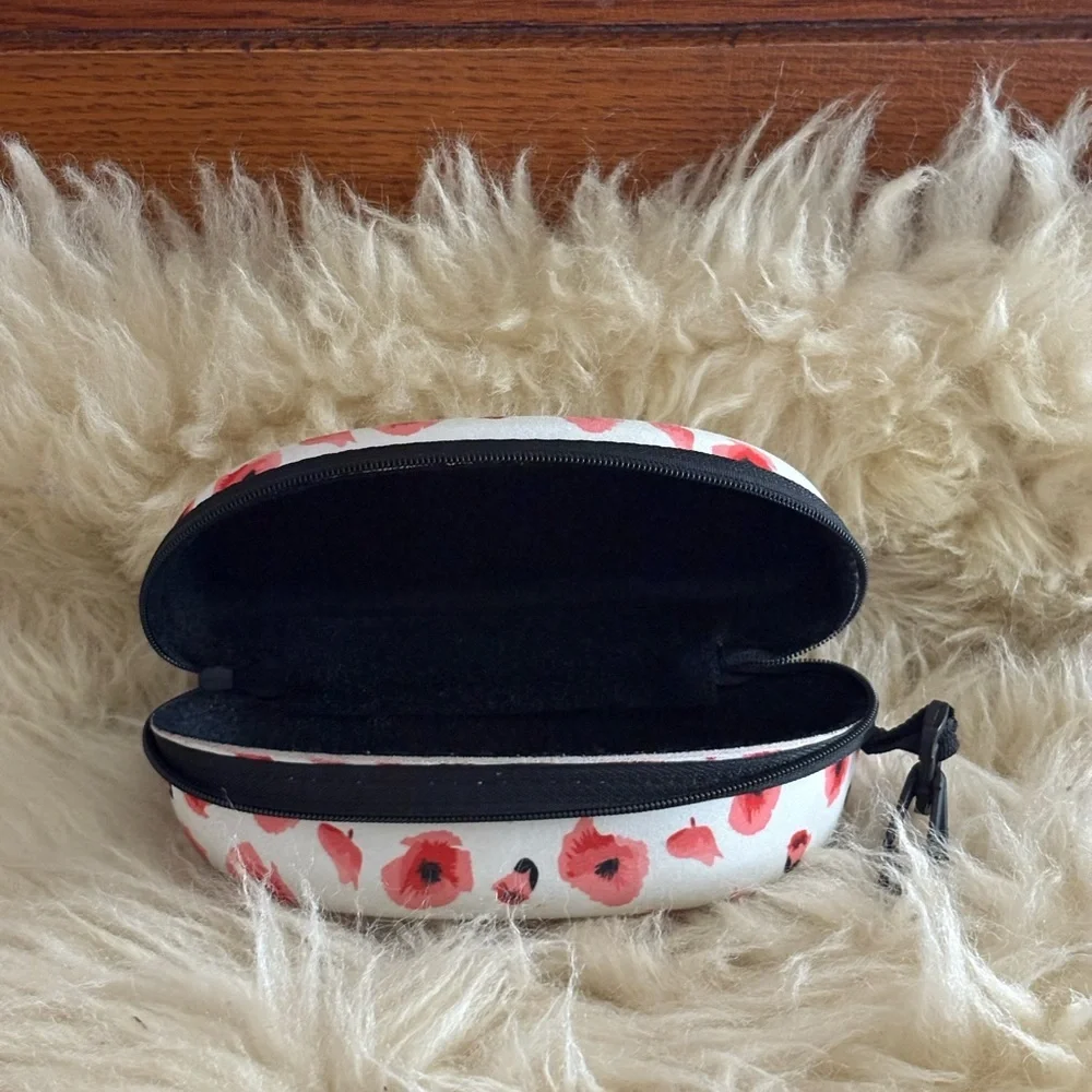 Red Floral Zippered Glasses Case
